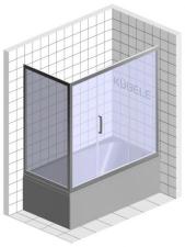 Шторка в ванну Kubele DE019PR3 90x210x150 см, стекло матовое 6 мм, профиль белый матовый