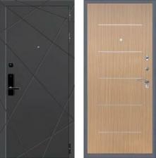 Дверь входная (стальная, металлическая) Баяр 1 B-03 Молдинг quot;Венге светлыйquot; с биометрическим замком (электронный, отпирание по отпечатку пальца)