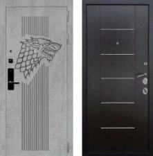 Дверь входная (стальная, металлическая) Баяр 1 quot;Волкquot; B-03 Молдинг quot;Венгеquot; с биометрическим замком (электронный, отпирание по отпечатку пальца)