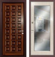 Дверь входная (стальная, металлическая) Ле-Гран (Легран) Массив + МДФ с зеркалом Рим quot;Беленый дубquot; Kale252 + Kale257