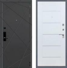 Дверь входная (стальная, металлическая) Баяр 1 B-03 Молдинг quot;Белый ясеньquot; с биометрическим замком (электронный, отпирание по отпечатку пальца)