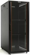 Шкаф напольный 19, 42U Hyperline TTB-4268-AS-RAL9004 2055x600х800мм(ВхШхГ), передняя стеклянная дверь со стальными перфор. боковинами, задняя дверь сп