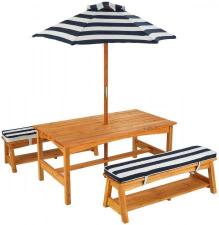 Стол Kidkraft со скамейками и зонтом - синие и белые полосы