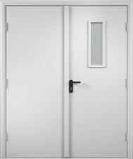 Противопожарная дверь Verda EI60 (ПВХ) Тип:комбинированная Цвет:белый Количество полотен:двупольная