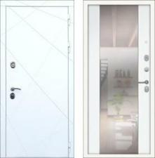 Дверь входная (стальная, металлическая) Rex 13 Белый с зеркалом СБ-16