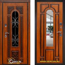Уличная металлическая дверь Кондор Лацио 3К с ковкой и стеклом для частного дома