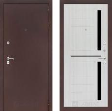 Дверь Лабиринт (LABIRINT) Классик медный антик 02 Сандал белый (стекло черное)