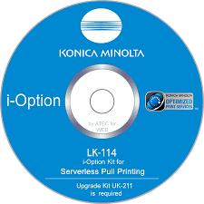 Опция Konica Minolta LK-114 A0PD02P iOption: лицензионный пакет расширения функциональных возможностей офисных систем. Включает поддержку безопасной п