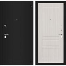 Входная металлическая дверь лабиринт CLASSIC шагрень черная 03 сандал белый
