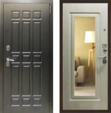 Дверь входная (стальная, металлическая) Страж Квадро с зеркалом quot;Беленый дубquot;