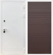 Входные двери Рекс (Rex). Металлическая дверь REX 5 белая шагрень полоски горизонтальные ясень шоколадный