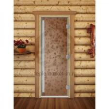 Дверь для бани DoorWood Престиж с рисунком quot;Летоquot; Бронза матовая, 1900x700 мм