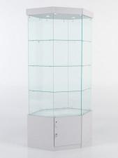 Витрина стеклянная quot;истраquot; угловая №17 шестигранная (с дверкой, задние стенки - стекло), Серый