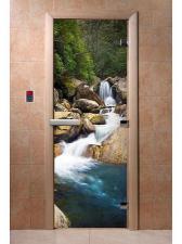 Стеклянная дверь для бани с фотопечатью A100 2000х800 мм