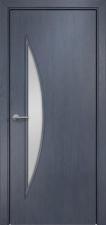 Межкомнатная дверь Оникс Луна (Дуб графит) сатинат белый, штапик полукруглый