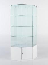 Витрина стеклянная quot;истраquot; угловая №18 шестигранная (с дверкой, задние стенки - стекло), Белый
