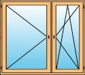 Радовицкий ДОЗ Двухстворчатое окно из сосны 1460х1470х78 мм с двухкамерным стеклопакетом