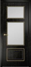 Дверь Оникс Прованс фрезерованный Цвет:эмаль черная патина золото Остекление:Сатинат белый