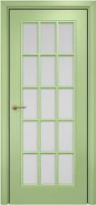 Дверь Оникс Турин с решеткой Тип:Со стеклом Цвет:эмаль фисташка мдф Решетка:Решетка №2