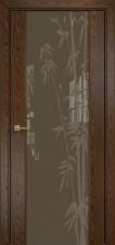 Межкомнатная дверь Оникс Престиж (Орех тангентальный) триплекс бронза, пескоструй рисунок №5