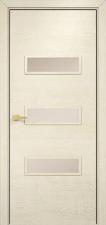 Межкомнатная дверь Оникс Виктория (Эмаль слоновая кость по ясеню патина золото) сатинат бронза, штапик прямоугольный