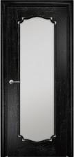 Дверь Оникс модель Венеция 2 Цвет:эмаль черная патина серебро Остекление:Сатинат белый