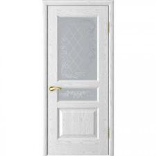 Межкомнатная деревянная дверь Атлант-2 (ясень белая эмаль до) со стеклом, ясень белая эмаль
