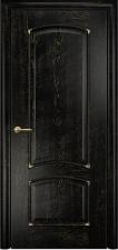 Дверь Оникс модель Прага Цвет:эмаль черная патина золото Остекление:Без стекла