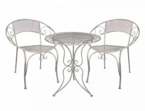 Комплект дачной мебели ажурный прованс (2 кресла, стол), металл, серый., арт. 1023734, Интекс