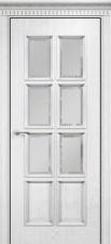 Оникс / Фортрез Межкомнатная дверь Неаполь со стеклом Цвет: белая эмаль патина золото