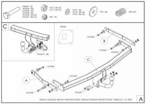 Фаркоп оцинкованный renault grand scenic ii, scenic ii, megane ii хетчбек 2004-2009 твердое крепление (без электрики) galia.r068a