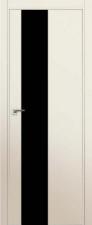 Двери ProfilDoors Серия Е модель 5Е Цвет:Магнолия Сатинат Остекление:Чёрный лак Тип:кромка матовый алюминий с 4х сторон