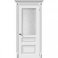 Межкомнатные двери эмаль Трио , Цвет - Белый, Тип - Остекление quot;Белое матовое Кристаллquot;, Размер 2000*800