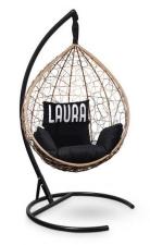 Подвесное кресло SEVILLA VELOUR горячий шоколад, черная подушка (Laura Outdoor)
