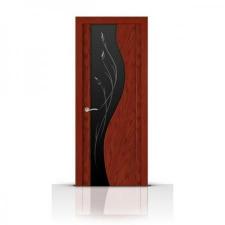 Межкомнатная Дверь СитиДорс модель Корунд цвет Красное дерево стекло