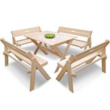 Комплект садовой мебели quot;на 8-10 человекquot; складной деревянный (Стол, 4 Скамейки)