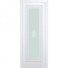 Дверь Profil Doors 24U Аляска со стеклом матовым Кристалл и с серебряным молдингом