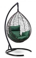 Подвесное кресло-кокон SEVILLA коричневое + каркас + зеленая подушка