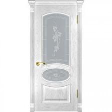 Межкомнатная деревянная дверь Грация (до дуб белая эмаль) со стеклом, дуб белая эмаль