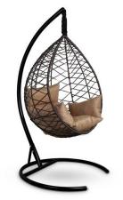 Подвесное кресло-кокон ALICANTE коричневое, бежевая подушка (Laura Outdoor)