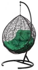Кресло подвесное Bigarden quot;Tropicaquot;, черное, со стойкой, зеленая подушка