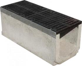 Лоток бетонный Max 300 (высота 410 мм) с чугунными решетками