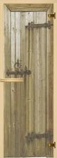 Дверь для сауны АКМА Арт-серия GlassJet старое дерево 7х19 (коробка осина, петля оливка, арт. 311М)