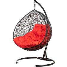 Двойное подвесное кресло BIGARDEN «Gemini promo» black (красная подушка)