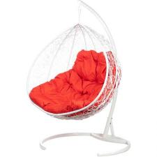 Двойное подвесное кресло BIGARDEN «Gemini promo» white (красная подушка)