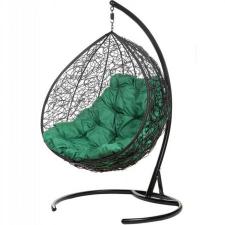 Двойное подвесное кресло BIGARDEN «Gemini promo» black (зеленая подушка)