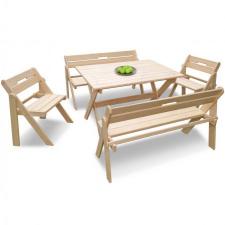 Комплект садовой мебелиquot;на 6-8 человекquot; складной деревянный (Стол, Скамейки, Стулья)
