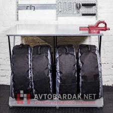 Верстак — стеллаж для хранения шин (Ширина колеса 250 — 320 мм / Колесики / Фанера)