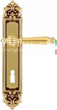 Ручка дверная Ручка дверная на планке под ключ буратино Extreza DANIEL (Даниел) 308 PL02 KEY французское золото + корич F59