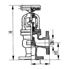 Фланцевый угловой сальниковый судовой запорный клапан с ручным управлением 40x64 мм 521-35.284 ТУ